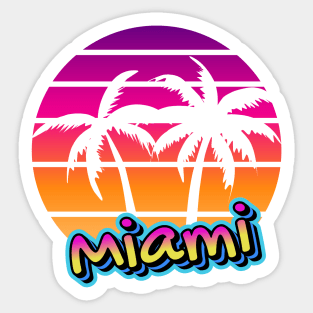 Miami Sunset Retro Palm Trees | Vibrant Tropical Beach Design Sticker